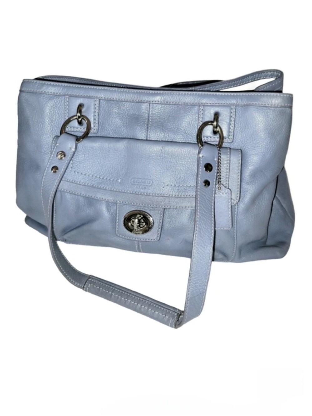 Coach Penelope Blue Pebble Leather Large Satchel F19044